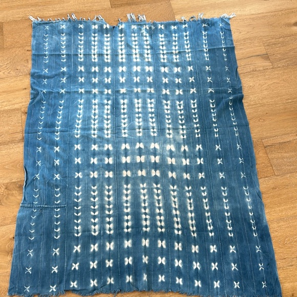 Vintage textiles and handmade throw blanket
